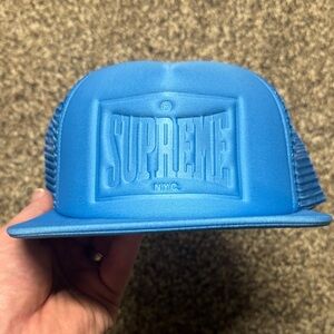 Supreme Embossed Foam Trucker Hat - Blue